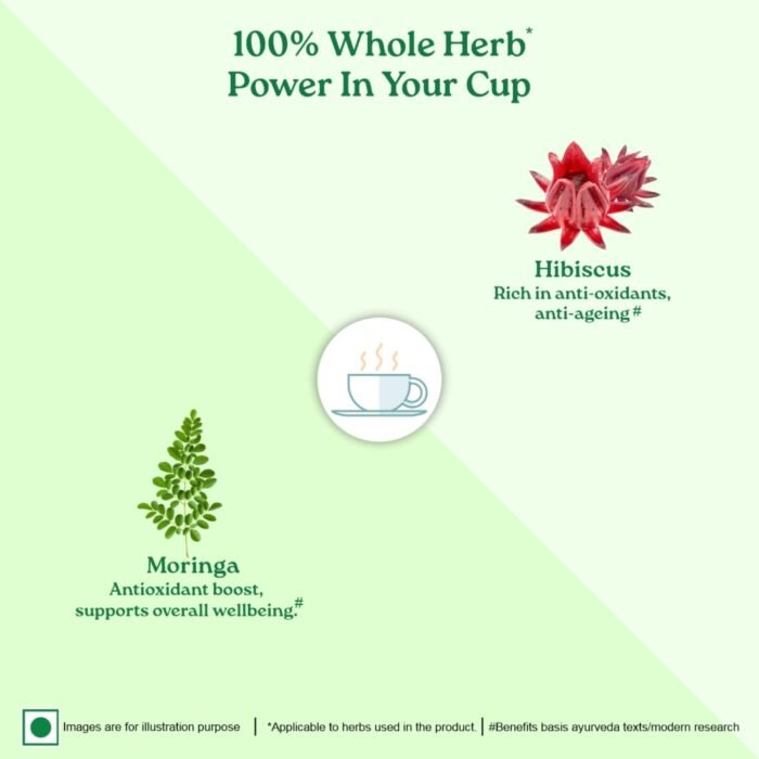 A TATA Product - Organic India Moringa Hibiscus Infusion, 25 Tea Bags, Certified Organic, Antioxidant-Rich, Caffeine-Free, Whole Herb Blend - Image 4