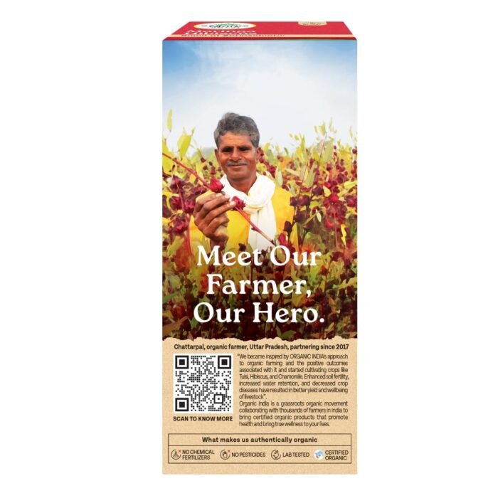 A TATA Product - Organic India Moringa Hibiscus Infusion, 25 Tea Bags, Certified Organic, Antioxidant-Rich, Caffeine-Free, Whole Herb Blend - Image 7