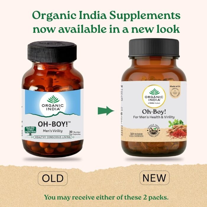 A TATA Product - Organic India OH-Boy - 30 Veg Capsules, Ashwagandha, Musli & Saffron, Helps Improve Men's Health & Vitality, Helps Boost Testosterone Levels, Reduce Stress & Anxiety GMP & NPOP Certified Organic - Image 2