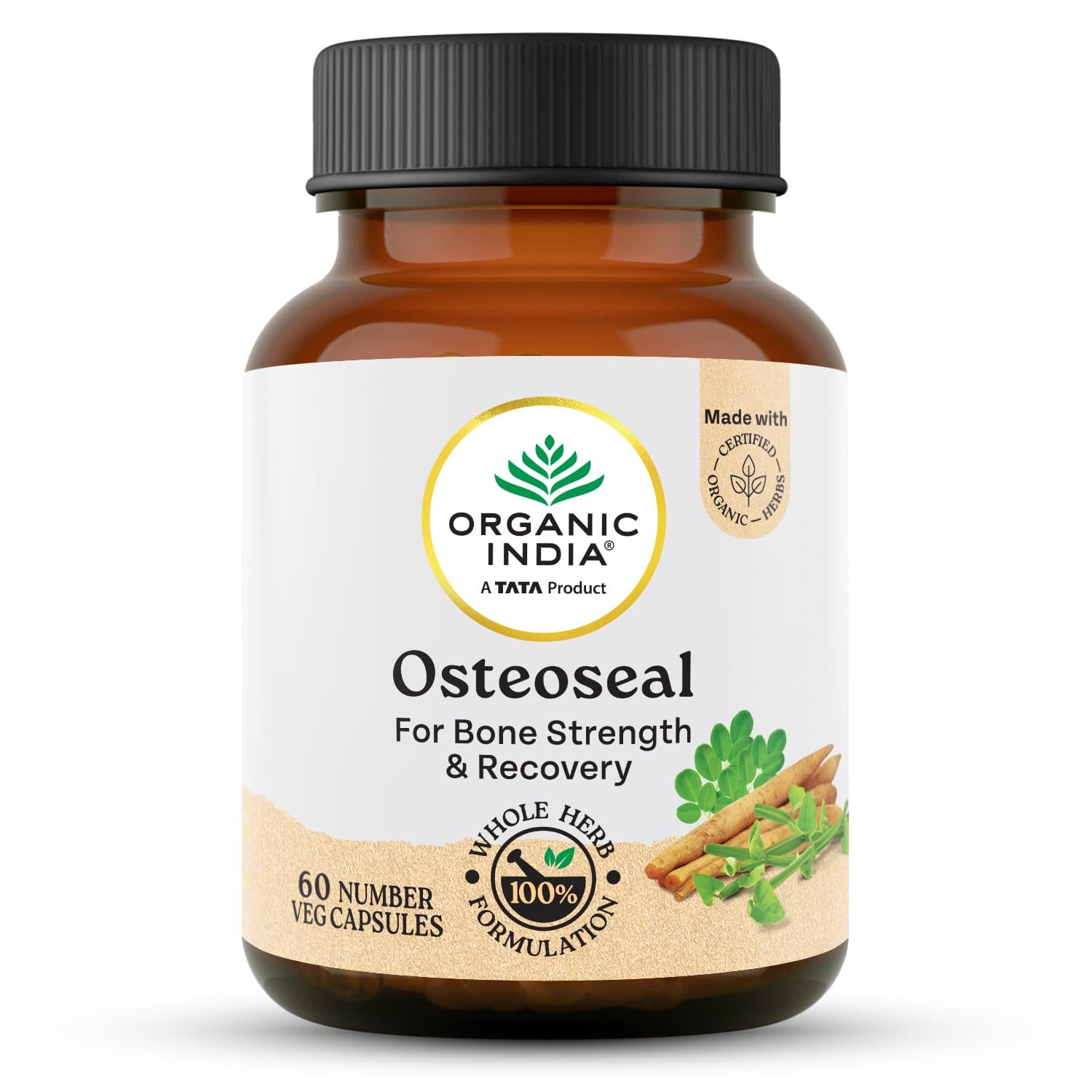 A TATA Product - Organic India Osteoseal 60 Capsule 1 A TATA Product - Organic India Osteoseal 60 Capsule - Bio-available Calcium, Phosphorus & Amino Acids, Helps Increase Bone Mineral Density, Healthy Bone & Teeth GMP & NPOP Certified Organic - Image 1