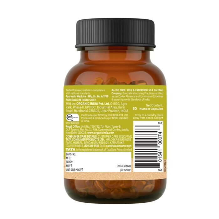 A TATA Product - Organic India Pure Gokshura 60 Capsules,(400mg), Enhance Endurance, Promotes Vitality, Support Men's Wellness & Boost Stamina, GMP & NPOP Certified - Image 7