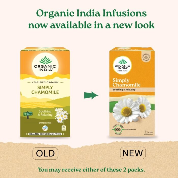 A TATA Product - Organic India Simply Chamomile Infusion, 25 Tea Bags, Certified Organic, Soothing & Relaxing, Caffeine-Free, Whole Herb Blend - Image 2