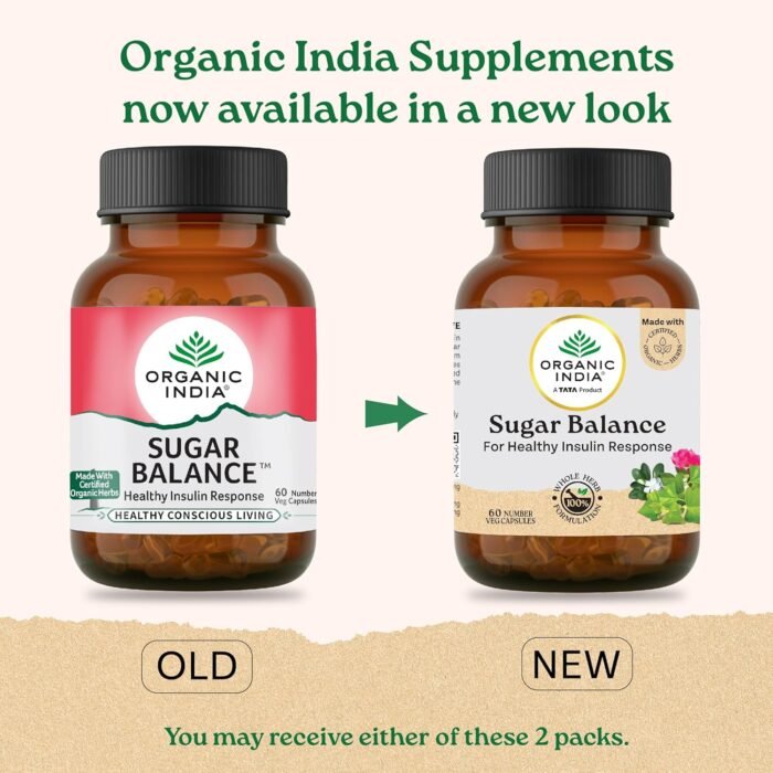 A TATA Product - Organic India Sugar Balance - 60 Veg Capsules, Naturally Supports Healthy Insulin Response & Glycemic Control, Normalize Energy Levels & Metabolism, GMP & NPOP Certified Organic - Image 2