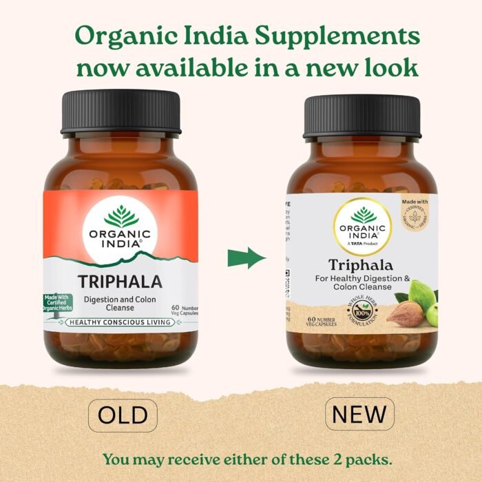 A TATA Product - Organic India Triphala Capsules - 60 Caps, Supports Immune System, Colon & Digestion, Balanced Bowel & Gut Health, Contains Bioactives and Antioxidants, GMP & NPOP Certified Organic - Image 2
