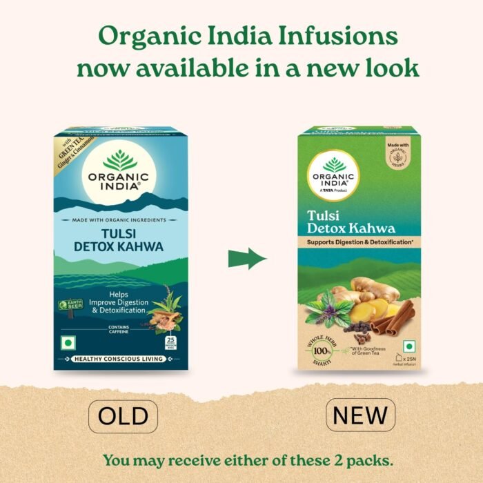 A TATA Product - Organic India Tulsi Detox Kahwa - 25 Tea Bags, Helps Improve Digestion & Detoxification, Rich in Antioxidants, Made with Tulsi, Ginger, Clove, and Green Tea - Image 3