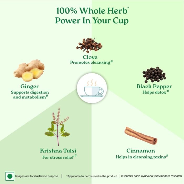 A TATA Product - Organic India Tulsi Detox Kahwa - 25 Tea Bags, Helps Improve Digestion & Detoxification, Rich in Antioxidants, Made with Tulsi, Ginger, Clove, and Green Tea - Image 5