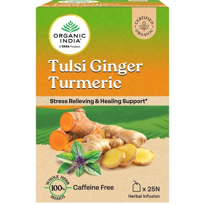 A TATA Product - Organic India Tulsi Ginger Turmeric - 25 Tea Bags, Boosts Immunity, Supports Healing & Recovery, Rich in Antioxidants, Made with Tulsi, Turmeric, Cinnamon, and Pepper - Image 10