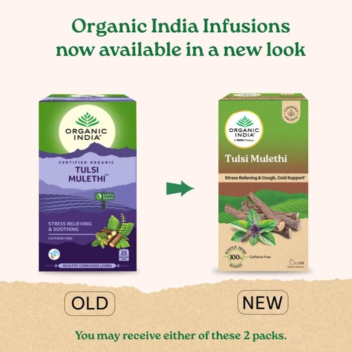 A TATA Product - Organic India Tulsi Mulethi - 25 Tea Bags, Rich in Antioxidants, Eases Cough & Cold Symptoms, Stress Relieving, Boosts Immunity, Caffeine-Free, Whole Herbs Certified Organic - Image 2