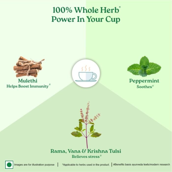A TATA Product - Organic India Tulsi Mulethi - 25 Tea Bags, Rich in Antioxidants, Eases Cough & Cold Symptoms, Stress Relieving, Boosts Immunity, Caffeine-Free, Whole Herbs Certified Organic - Image 4