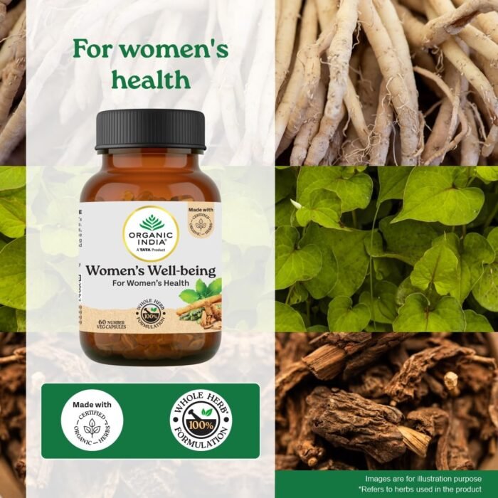 A TATA Product - Organic India Women's Well Being - 60 Veg Capsules, Plant Based Estrogens, Boosts Health & Vitality For Women Of All Ages & Restore Hormonal Balance, GMP & NPOP Certified Organic - Image 3