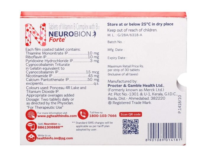Neurobion Forte - Strip of 30 Tablets pack of 4 - Image 3