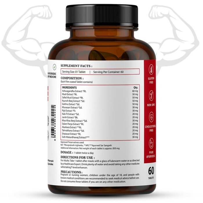 Nirvasa Maxx Josh Testosterone Supplement (500mg, 60 Tabs) | Boosts Testosterone, Muscle Strength & Energy | Enhances Performance, Stamina & Vitality | Ashwagandha, Gokshura & Safed Musli - Pack of 1 - Image 2