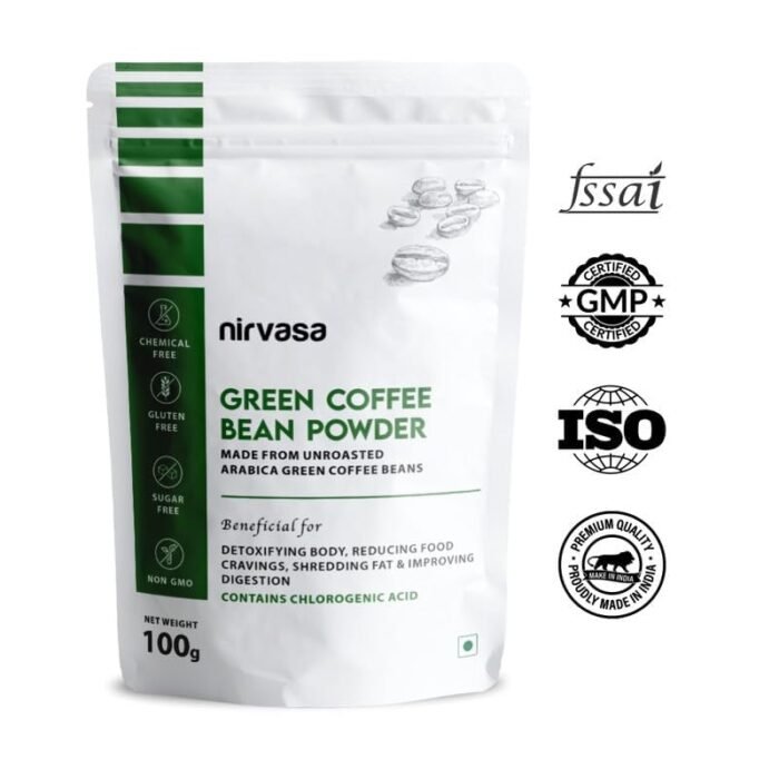 Nirvasa Pure Green Coffee Bean Powder for Weight Loss & Detox | Natural Fat Burner with Chlorogenic Acid | Boosts Metabolism, Energy & Fitness | Unroasted Arabica Extract Powder, 100g (Pack of 1) - Image 3
