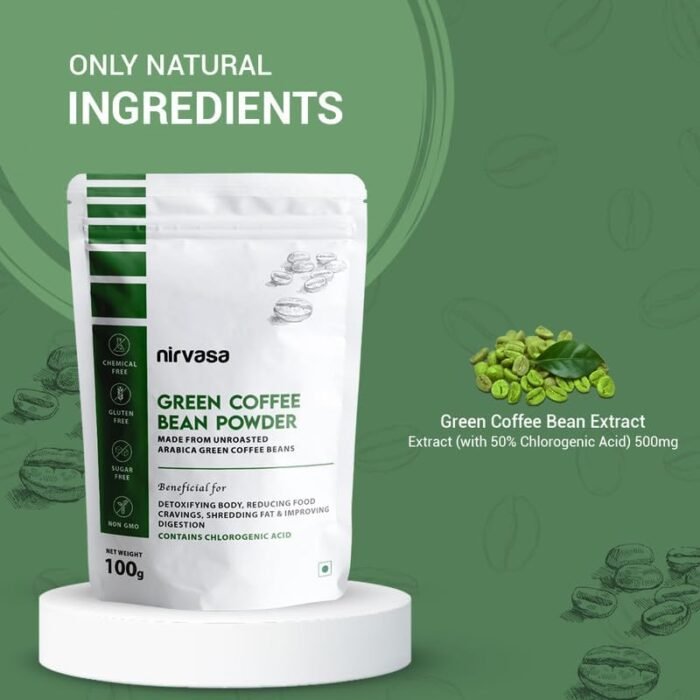Nirvasa Pure Green Coffee Bean Powder for Weight Loss & Detox | Natural Fat Burner with Chlorogenic Acid | Boosts Metabolism, Energy & Fitness | Unroasted Arabica Extract Powder, 100g (Pack of 1) - Image 4