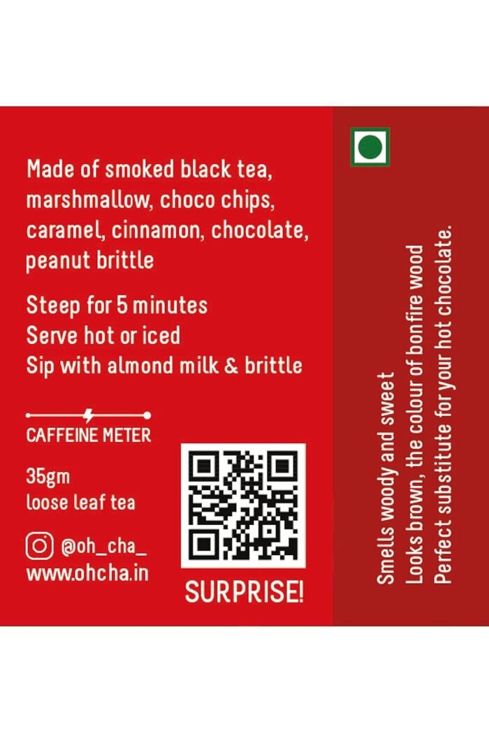 OH CHA - Assam Tea, Toasty Christmas Campfire Blend | with Marshmallow, Choco Chips, Caramel, Cinnamon, Chocolate and Peanut Brittle | Smoked Black Dessert Tea | Zero Calories | Christmas Tea - Image 4
