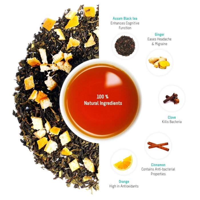 OH CHA - Cinnamon Tea with Orange Peels | Weight Loss Tea, 35gms | Blended with Natural Ingredients like Cinnamon, Ginger, Orange Peels and Clove | 100% Long Leaf Tea | Reduces Inflammation, Controls Blood Sugar, Improves Heart Health | Contains Natural Orange Peel powder for skin - Image 3