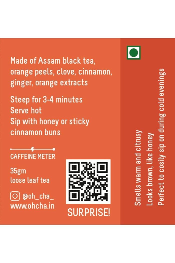 OH CHA - Cinnamon Tea with Orange Peels | Weight Loss Tea, 35gms | Blended with Natural Ingredients like Cinnamon, Ginger, Orange Peels and Clove | 100% Long Leaf Tea | Reduces Inflammation, Controls Blood Sugar, Improves Heart Health | Contains Natural Orange Peel powder for skin - Image 7