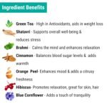 OH CHA - Evening Cleanse | Detox Green Tea with Brahmi, Shatavari, Cinnamon, Blue Cornflower, Hibiscus, Citric Rinds | Cleanse Worries Away | 100% Whole Green Tea Leaves | 35g Tin Caddy - Image 5