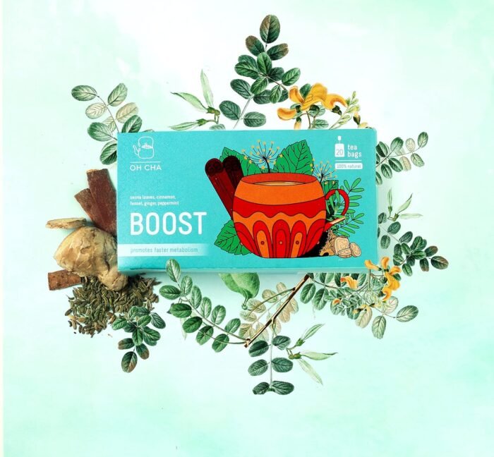 OH CHA - Green Tea Bags, Boost | Energy Boosting Tea with Peppermint, Senna leaves, Cinnamon, Ginger, Fennel seeds | 100% Natural Ingredients, Green Tea for Weight Loss | Everyday Wellbeing Drink | 20 Tea Bags - Image 5
