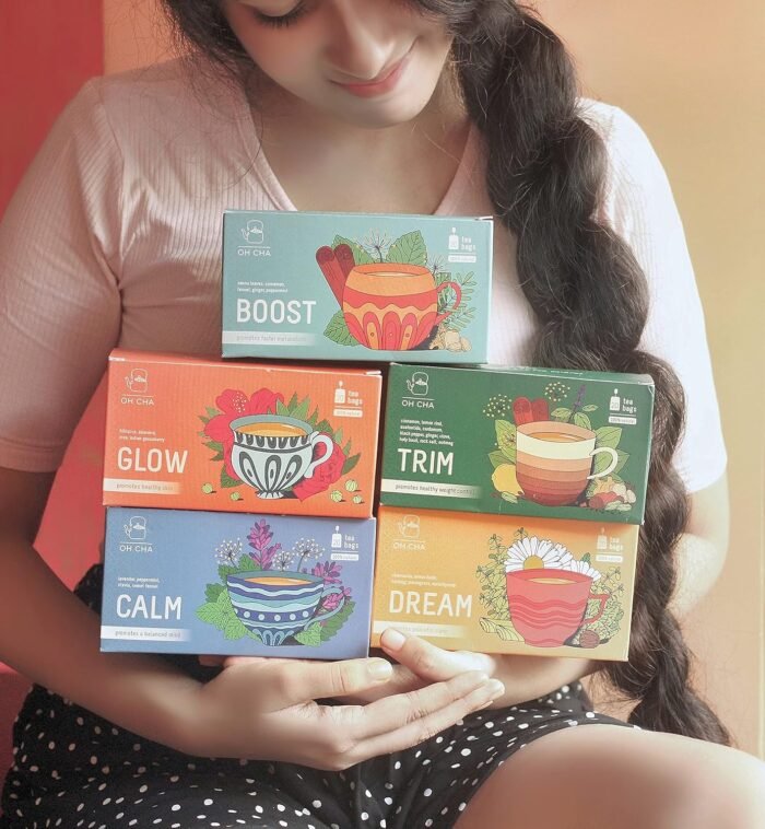 OH CHA - Green Tea Bags, Boost | Energy Boosting Tea with Peppermint, Senna leaves, Cinnamon, Ginger, Fennel seeds | 100% Natural Ingredients, Green Tea for Weight Loss | Everyday Wellbeing Drink | 20 Tea Bags - Image 3