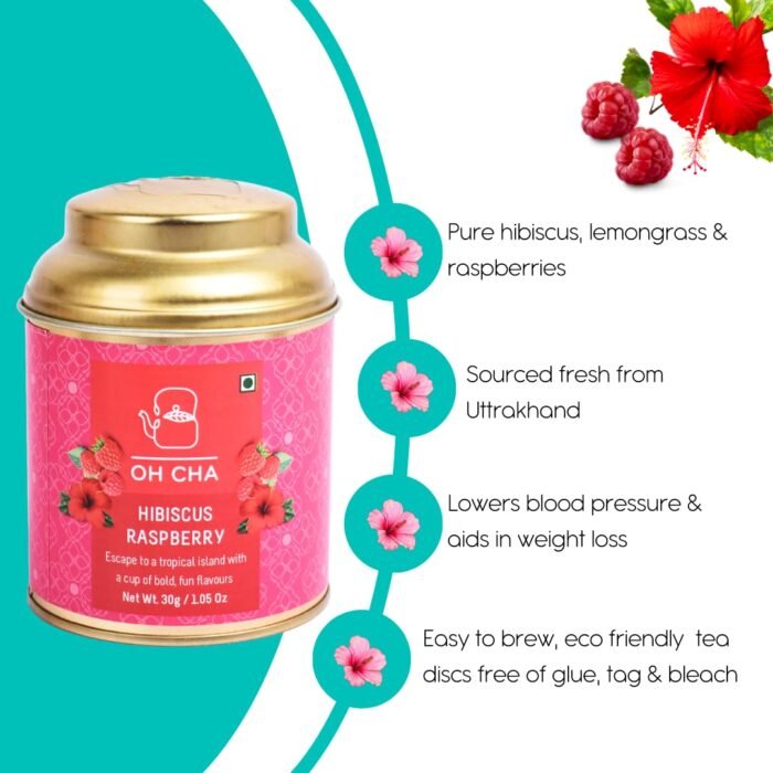 OH CHA - Hibiscus Tea Bags | 100% Natural Eco Friendly Round Tea Bags, 15pcs | Skin and Hair Natural Care Tea, Antioxidant, Rich in Vitamin C | Caffeine Free Herbal Tea for Fatty Liver | Liver Detox - Image 2