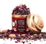 OH CHA - Rose Tea Pistachio | Rose Green Tea with Kashmiri Saffron, Sun-dried Natural Rose Petals, Pistachio, Cardamom & Stevia leaves | Natural Care Tea for Glowing Skin & Hair | 35g Tin Caddy