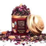 OH CHA - Rose Tea Pistachio | Rose Green Tea with Kashmiri Saffron, Sun-dried Natural Rose Petals, Pistachio, Cardamom & Stevia leaves | Natural Care Tea for Glowing Skin & Hair | 35g Tin Caddy