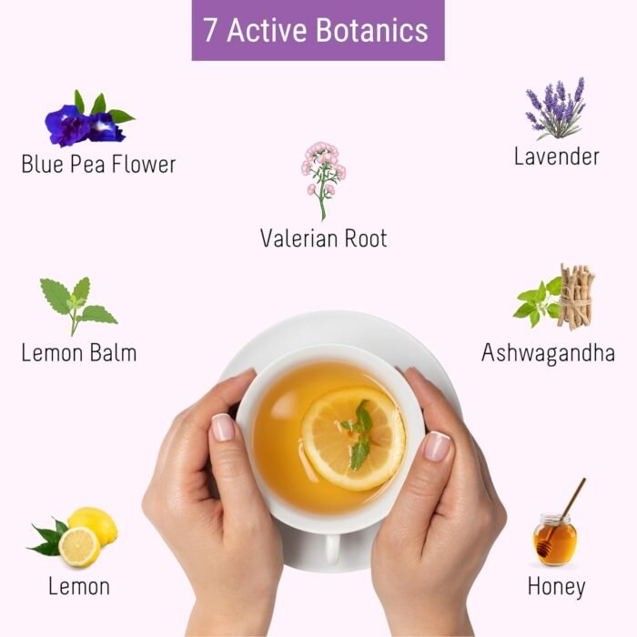 OH CHA - Valerian Root Tea for Stress Relief | Herbal Tea with Valerian Root, Lavender, Lemon Balm, Ashwagandha, Blue Pea Flower, Lemon Honey | Caffeine Free | 35gms - Image 2