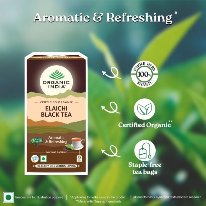 ORGANIC INDIA Organic Elaichi Black Tea - 25 Teabags - Image 6