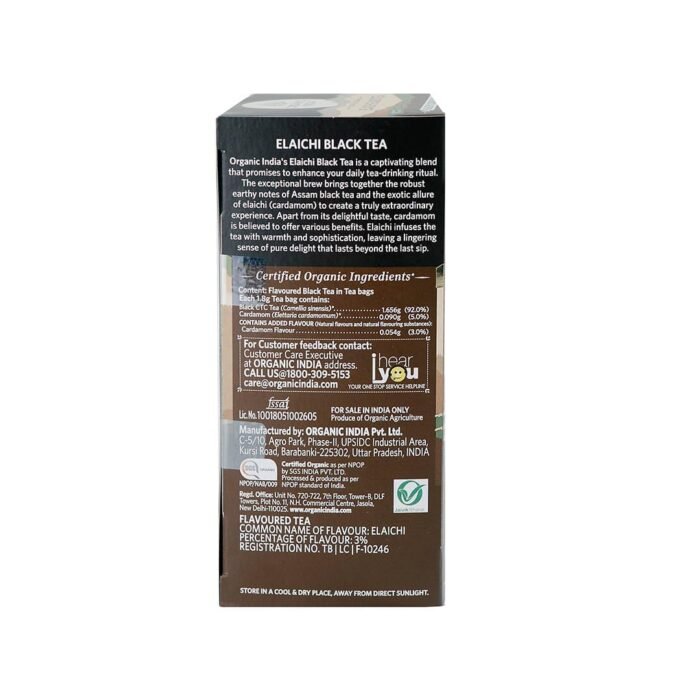 ORGANIC INDIA Organic Elaichi Black Tea - 25 Teabags - Image 7