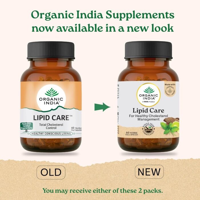 A TATA Product - Organic India Lipid Care - 60 Veg Capsules, Helps In Normal Cholesterol Levels & Lipid Levels, Lower Heart Rate & Blood Pressure, Naturally Rich In Antioxidants, GMP & NPOP Certified - Image 2