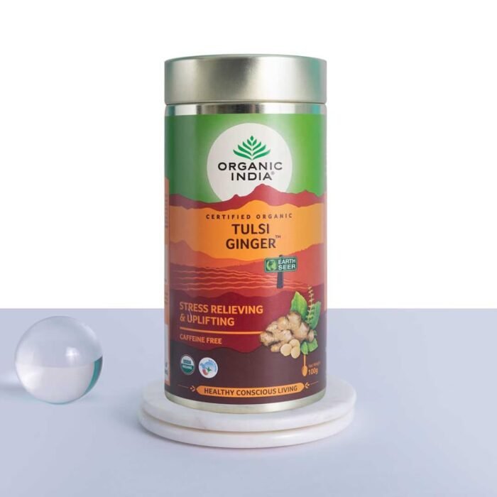 A TATA Product - Organic India Tulsi Ginger Tea - 100g, Rich in Antioxidants, Supports Digestion, Stress Relieving, Helps Boost Metabolism, Caffeine-Free, Whole Herbs - Image 2