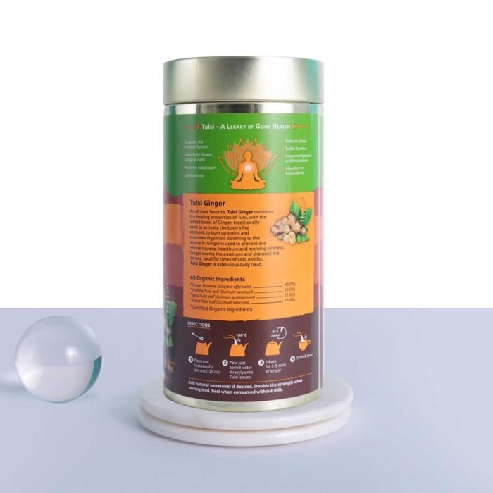 A TATA Product - Organic India Tulsi Ginger Tea - 100g, Rich in Antioxidants, Supports Digestion, Stress Relieving, Helps Boost Metabolism, Caffeine-Free, Whole Herbs - Image 5