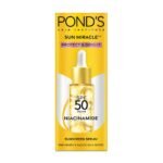 POND’S Sun Miracle SPF 50 PA++ Sunscreen Serum - Protect & Bright, With 1.25% Niacinamide, Prevent & Fade Dark Spots, Lightweight, No White Cast 14ml