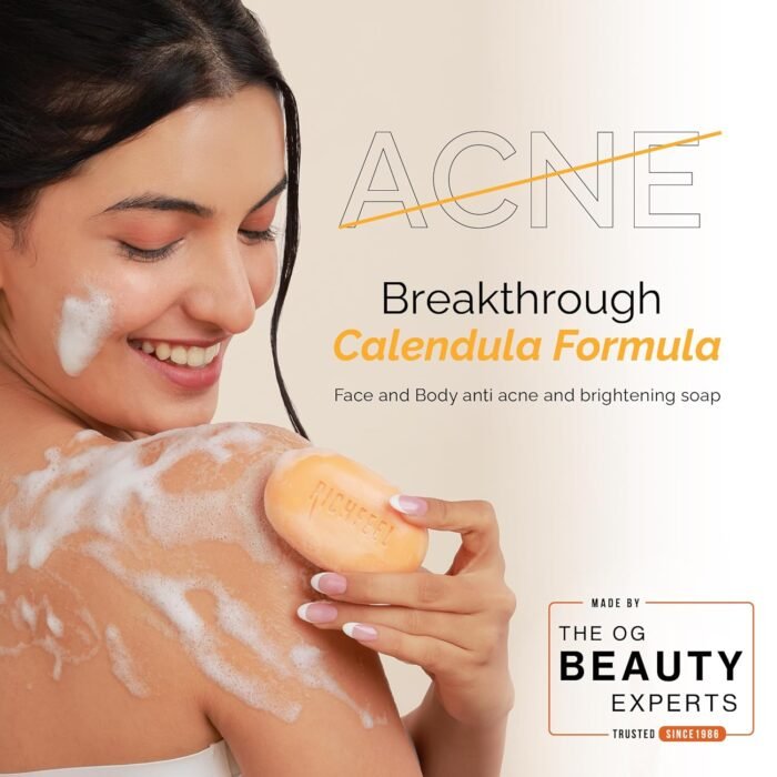 Richfeel Calendula Anti-Acne Soap | For Skin prone to Acne & Blemishes | Physician Formulated | Helps Calm & Replenish Skin | 75 g (Pack of 4) - Image 3