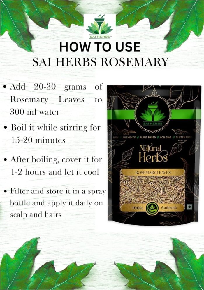 SAI HERBS Rosemary Dry Leaves|Used For Hair Growth|Improves Digestion|Enhances Memory & Concentration|Pure & Natural 100 Gram - Image 3