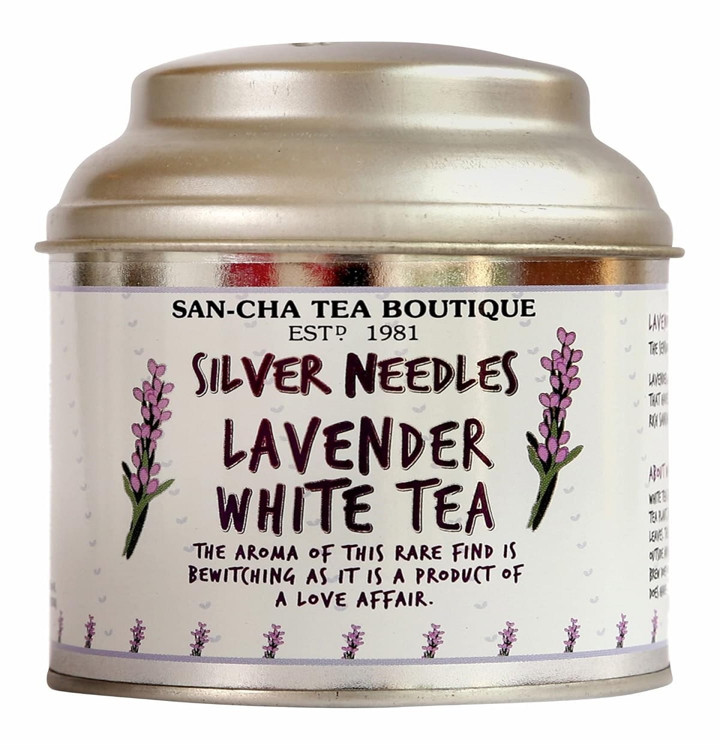 SAN-CHA Tea Boutique Lavender White Tea 1 SAN-CHA Tea Boutique | Lavender White Tea | Silver Needle Loose Leaf | 25g | Floral, Delicate Tea | Supports Calmness & Relaxation | Since 1981 - Image 1