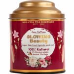 Sancha Tea Boutique, Glowing Beauty Tea, Caffeine Free Herbal Tisane, 25 Pyramid Bags, Supports Skin Glow & Skin Health