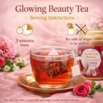 Sancha Tea Boutique, Glowing Beauty Tea, Caffeine Free Herbal Tisane, 25 Pyramid Bags, Supports Skin Glow & Skin Health - Image 6