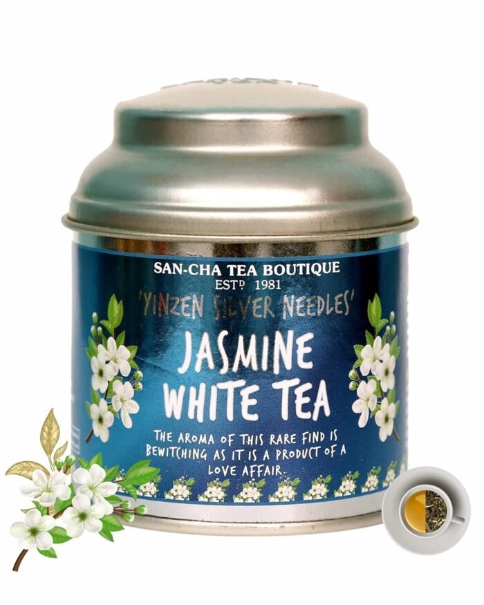 Sancha Tea Boutique, Jasmine White Tea, 25g Silver Needle White Tea Buds, Chinese White Tea with Jasmine Blossoms, Rare Floral Loose Leaf Tea - Image 7