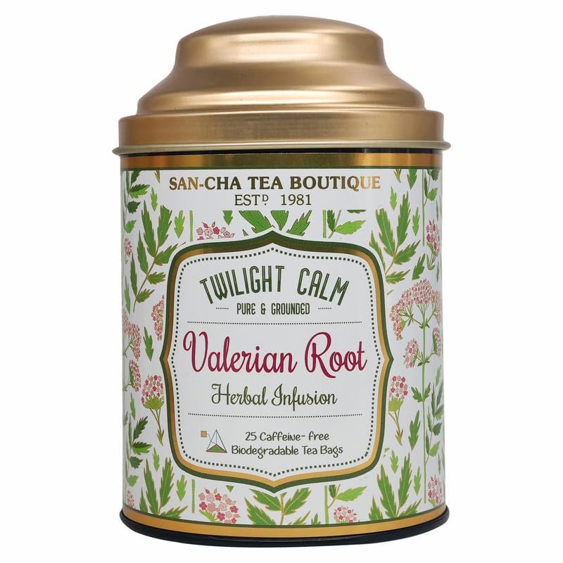 Sancha Tea Boutique Valerian Root Herbal infusion Blend 1 Sancha Tea Boutique Valerian Root Herbal infusion Blend |Imported Valerian for Stress Relief & Better Sleep | With Vanilla,Chamomile, Rose, Lemongrass, Lavender & Cloves| 25 Pyramid Tea Bags |Caffeine Free - Image 1