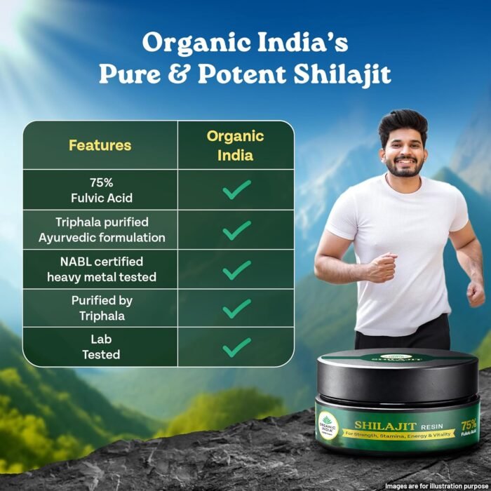 A TATA Product - Organic India Shilajit Resin, 20g, For Strength, Stamina, Energy & Vitality, 75% Fulvic Acid, Boosts Strength & Endurance, Triphala Purified, Tested For Heavy Metals - Image 4