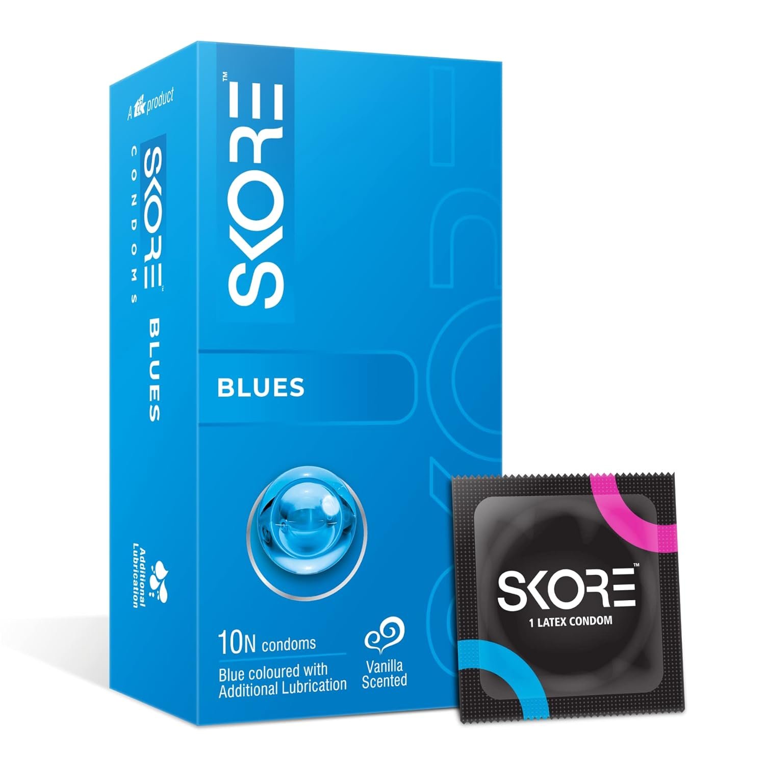 Skore Blues Quality Condom 1 Skore Blues Quality Condom | Vanilla Flavour | 10 pieces - Image 1