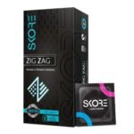 Skore Zig Zag Condoms | Dotted & Ribbed for Pleasure | Sharped | with Disposal Pouches, 10 pieces