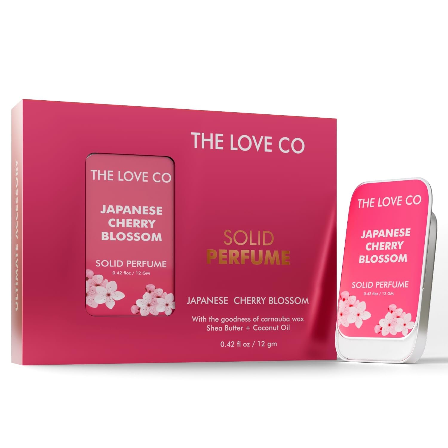 THE LOVE CO. Japanese Cherry Blossom 1 THE LOVE CO. Solid Perfume for Men & Women 12gm | Long-Lasting Floral Fragrance Balm | Alcohol-Free, Travel-Friendly, Pocket Perfume Stick - Image 1