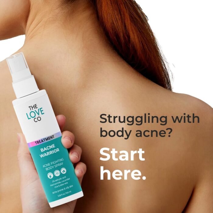 The Love Co 2% Salicylic Acid + Niacinamide Body Acne Spray | For Back Acne (Bacne), Chest & Shoulders | Helps Unclog Pores & Control Breakouts | For Clearer-Looking Skin | Non-Sticky Spray | 100ml - Image 3