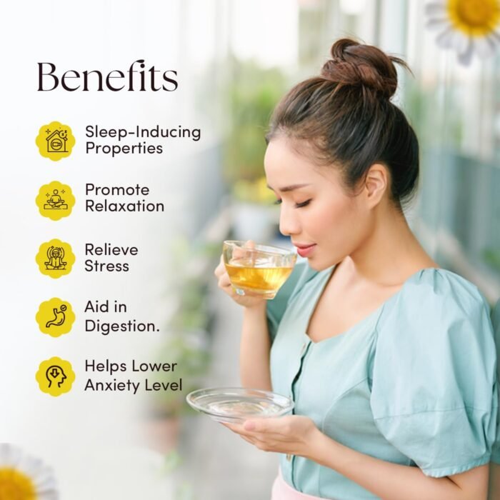 The Tea Heaven Loose Whole Leaf & Natural Organic Chamomile Tea | Relaxing & Soothing Herbal Sleep Tea | Eco-Friendly, Caffeine Free Herbal Dried Tea Leafs | 30 Gms - Image 3