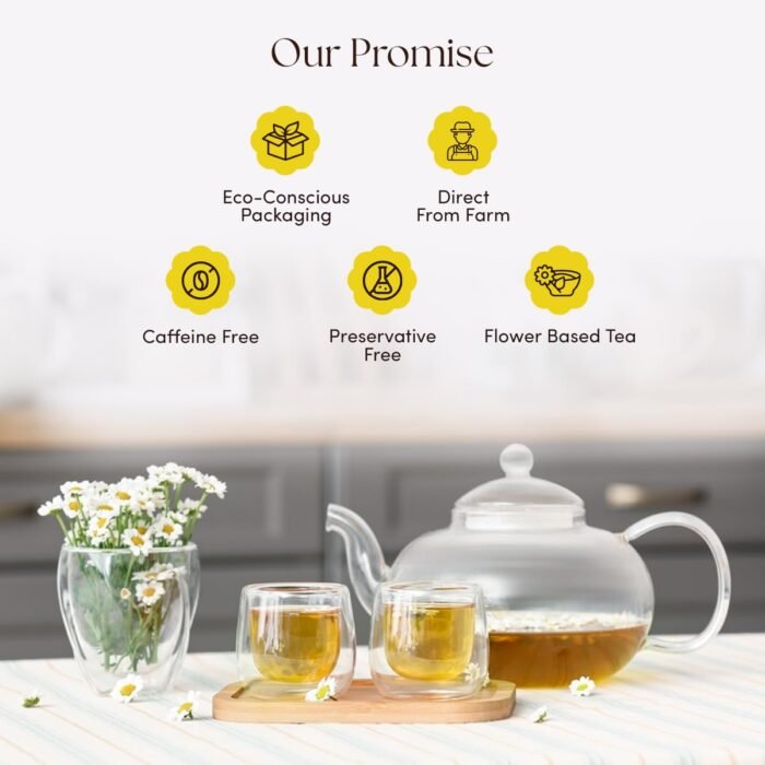 The Tea Heaven Loose Whole Leaf & Natural Organic Chamomile Tea | Relaxing & Soothing Herbal Sleep Tea | Eco-Friendly, Caffeine Free Herbal Dried Tea Leafs | 30 Gms - Image 7