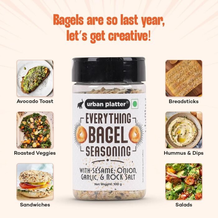 Urban Platter Everything Bagel Seasoning, 100g (Classic American Seasoning Blend with Onion Flakes, Garlic, Sesame Seeds and Pink Salt | Season toasts, breads and salads) - Image 6