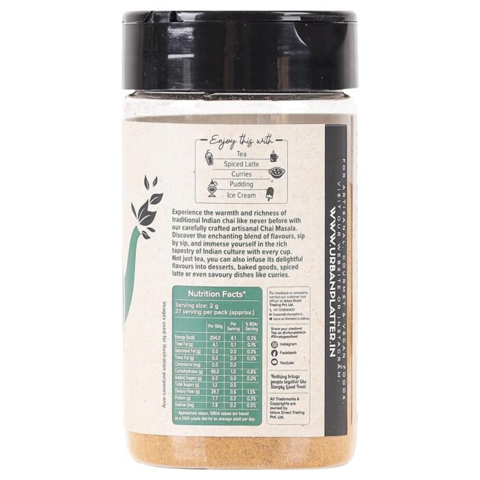 Urban Platter Haldi Tulsi Chai Masala, 75g (Turmeric & Basil | Artisanal Tea Spice | Hand Pounded | Strong Aroma and Flavour) - Image 3